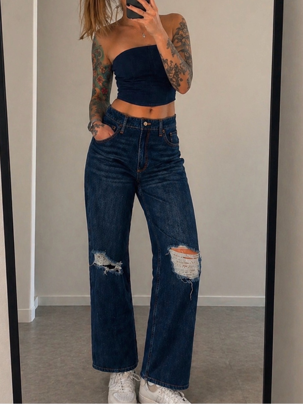 Hollister Curvy High Rise Dad Jeans 👖 Dark Wash Distressed | Size 5 (27)